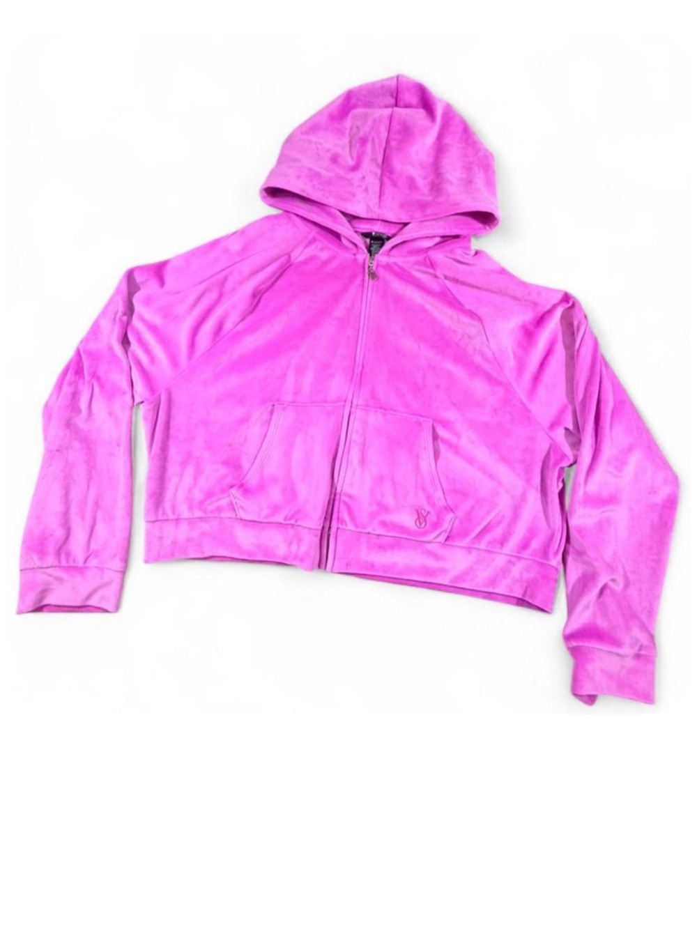 Victoriaβs Secret On Point Hot Pink Velour Cropped Zip Hoodie Y2K Barbiecore